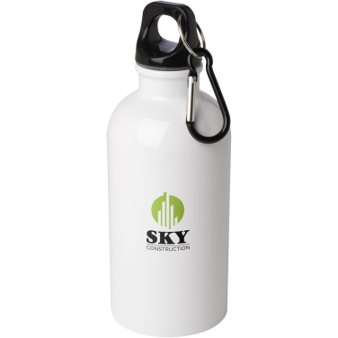Logo trade promotional item photo of: Oregon 400 ml RCS certified single wall stainless steel water bottle with carabiner