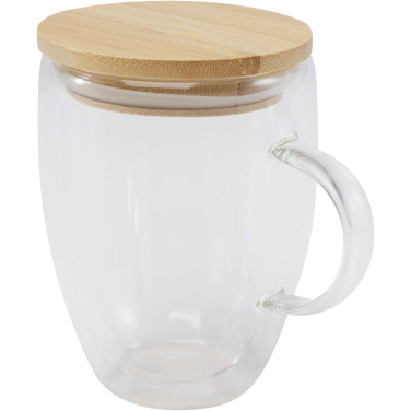 Logotrade promotional gift image of: Leona 350 ml glass cup with bamboo lid