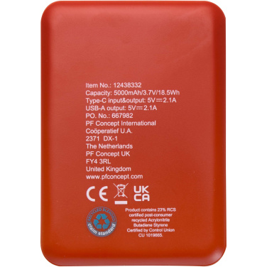 Logotrade promotional gift image of: Asama 5000 mAh Type-C recycled plastic power bank