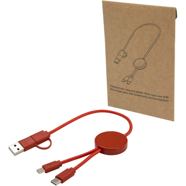 Logo trade promotional gift photo of: Citala 5-in-1 recycled plastic 30 cm data sync and 27W fast charge cable