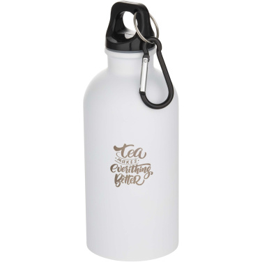 Logo trade business gift photo of: Oregon 400 ml matte RCS recycled single wall stainless steel water bottle with carabiner