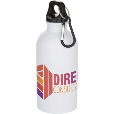 Logotrade promotional merchandise image of: Oregon 400 ml sublimation RCS recycled single wall stainless steel water bottle with carabiner