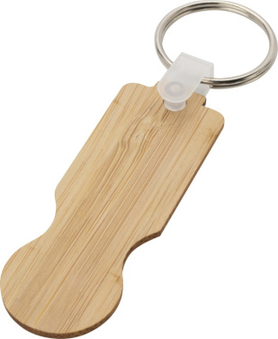 Logo trade corporate gifts image of: Ronan bamboo trolley keychain