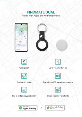 Logo trade business gift photo of: Findmate Dual RCS recycled plastic item finder IPX 5