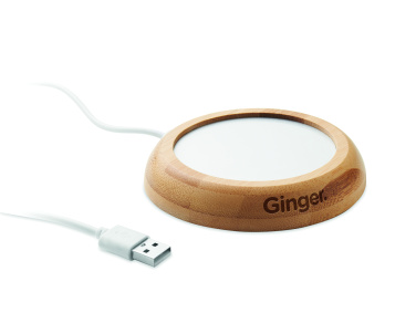 Logo trade advertising products picture of: Bamboo mug warmer with USB
