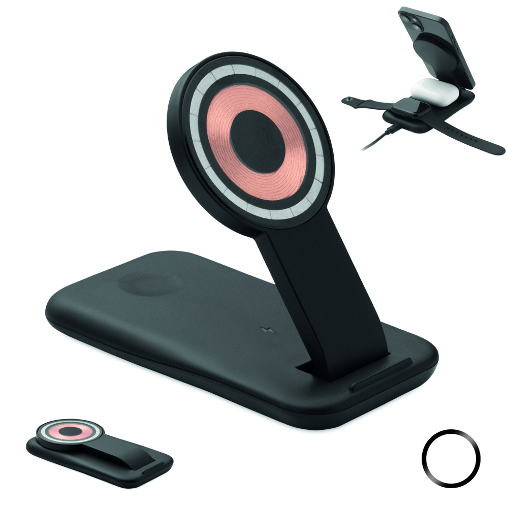 Logo trade promotional gifts image of: 3 in 1 wireless charger 15W