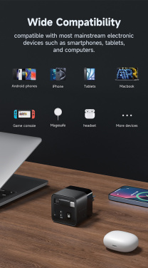 Logo trade advertising product photo of: Urban Vitamin Mendocino 65W GaN charger retractable cable