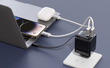 Logo trade corporate gifts picture of: Urban Vitamin Mendocino 65W GaN charger retractable cable