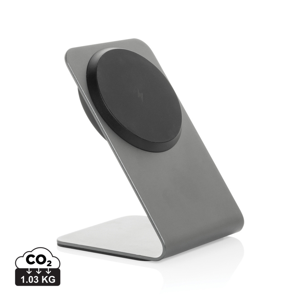 Logo trade promotional giveaways picture of: Terra aluminium 15W magnetic wireless charging phone stand