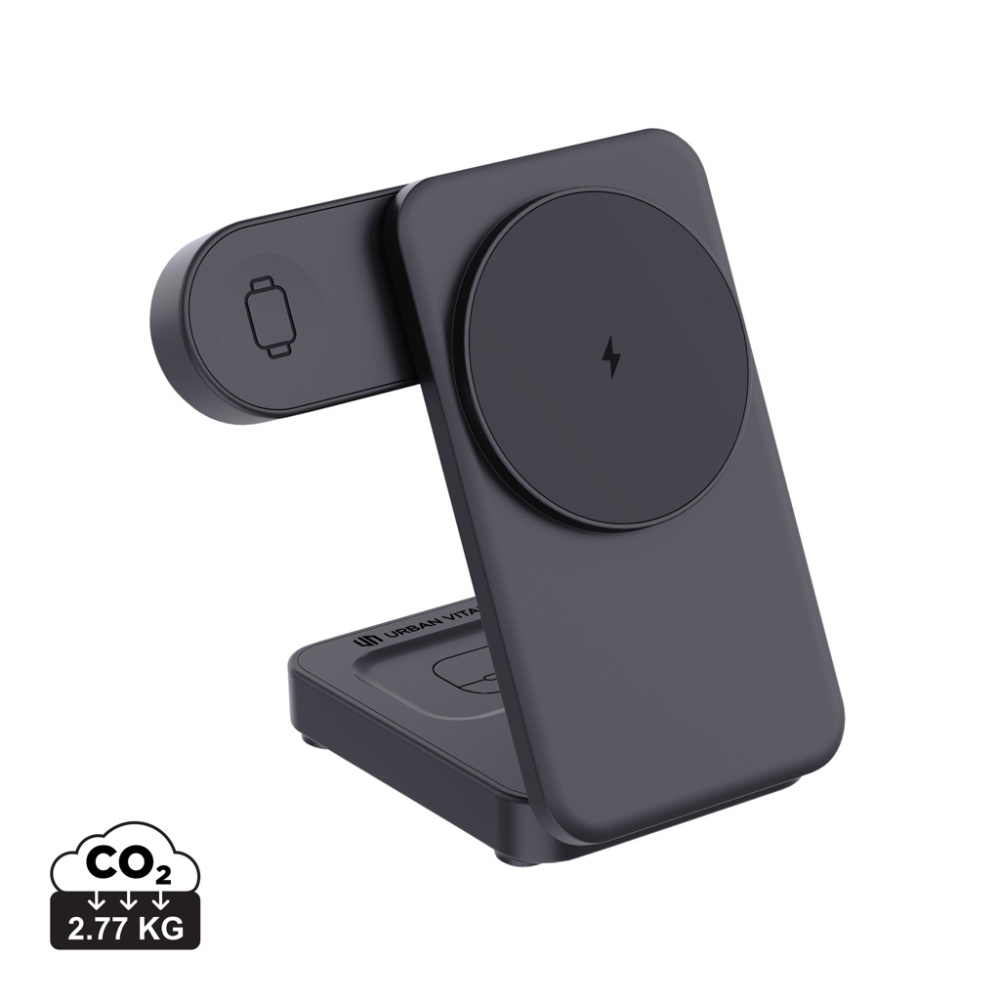 Logotrade advertising products photo of: Urban Vitamin Arcadia RCS rplastic 15W 3in1 magnetic charger