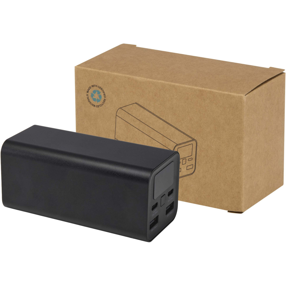 Logo trade corporate gifts image of: Acamar 20.000 mAh 70W recycled aluminium laptop power bank