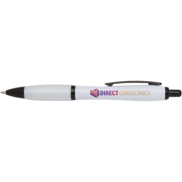 Logo trade promotional gift photo of: Nash recycled plastic ballpoint pen with black trims (black ink)
