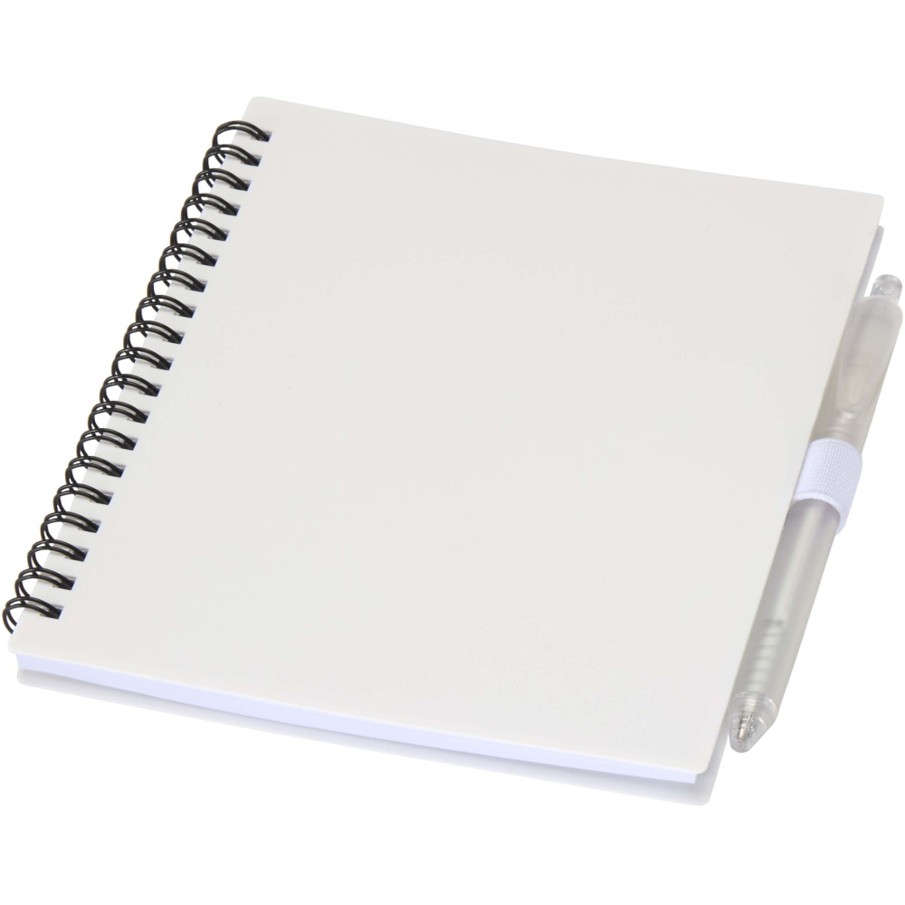 Logo trade promotional items image of: Niove recycled plastic soft cover notebook and ballpoint pen set (blue ink)