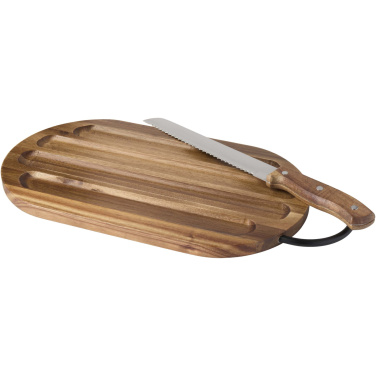 Logotrade promotional merchandise picture of: Prestige acacia wood chopping board with bread knife