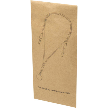 Logo trade advertising products picture of: Funi recycled plastic smartphone lanyard with built-in data sync and 100W fast charge 5-in-1 cable