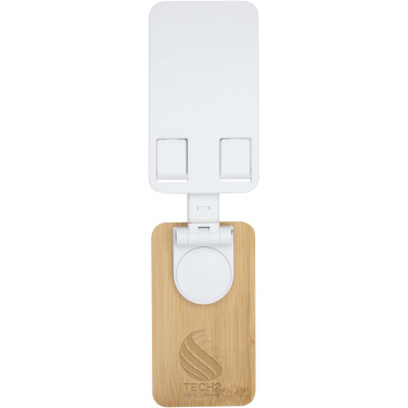 Logotrade promotional merchandise photo of: Alfirk recycled plastic foldeable desk phone stand with bamboo details