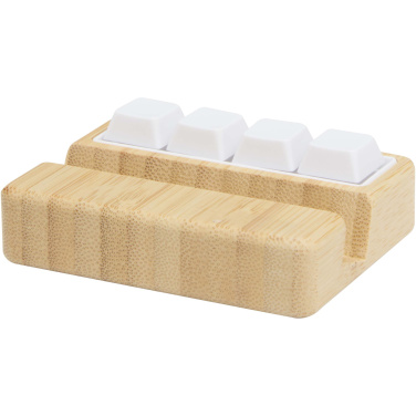 Logotrade advertising product picture of: Algol recycled plastic phone stand and fidget toy with bamboo details