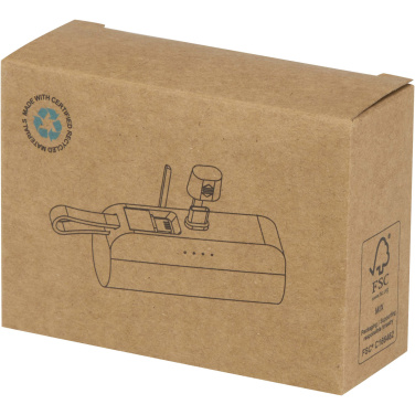 Logotrade promotional products photo of: Alnair 5000 mAh 10W recycled plastic Type-C power bank with built-in flip stand and 2-in-1 cable