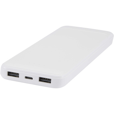 Logo trade business gifts image of: Adhil 10.000 mAh 10W recycled plastic power bank with 2 built-in cables