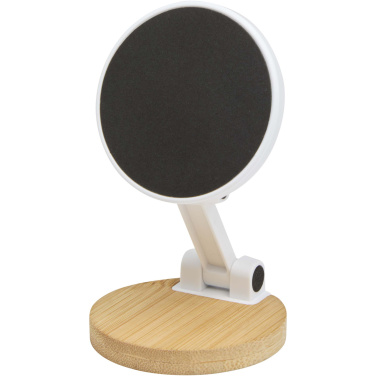 Logo trade corporate gift photo of: Alcor recycled plastic foldeable magnetic phone stand with bamboo details