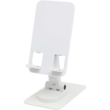 Logo trade promotional giveaway photo of: Alhena recycled plastic foldeable phone holder with metal desk stand