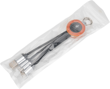 Logotrade advertising products photo of: 4-in-1 cable with elighted logo in a wooden casing