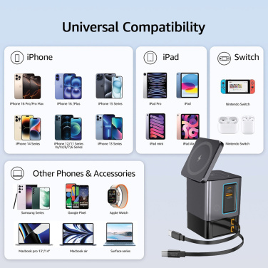 Logo trade advertising products image of: Urban Vitamin Sacramento 105W GAN charger+retractable cables