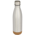 Cove 500 ml double wall vacuum insulated stainless steel water bottle with cork details, Matted silver