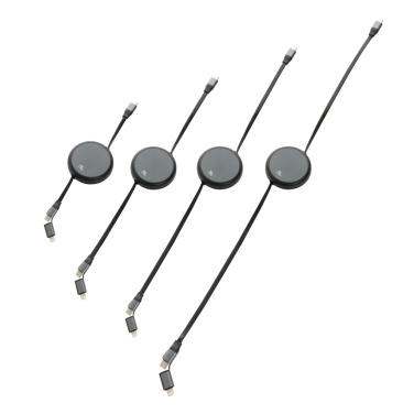 Logo trade business gift photo of: Terra RCS recycled aluminium retractable 240W 2-in-1 cable