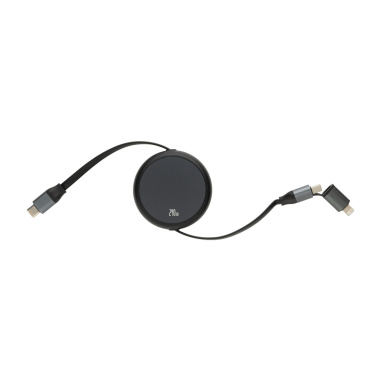 Logo trade advertising product photo of: Terra RCS recycled aluminium retractable 240W 2-in-1 cable