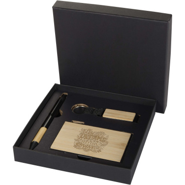 Logotrade promotional item image of: Minka RCS recycled aluminium ballpoint pen, keychain and RFID card holder gift set