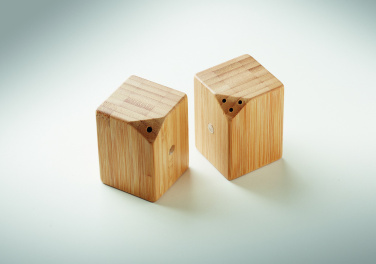 Logo trade promotional gift photo of: Bamboo salt & pepper set