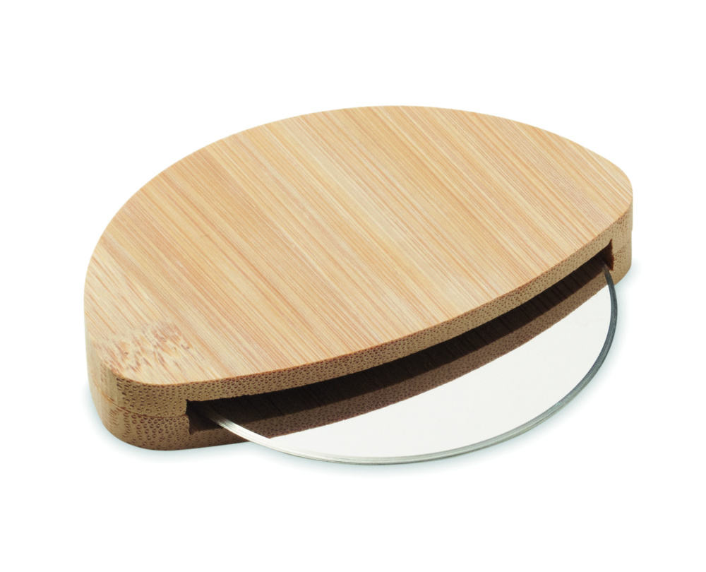 Logo trade promotional product photo of: Round bamboo pizza cutter