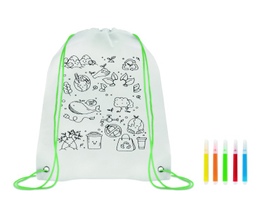Logo trade promotional giveaways image of: Non woven kids bag with pens