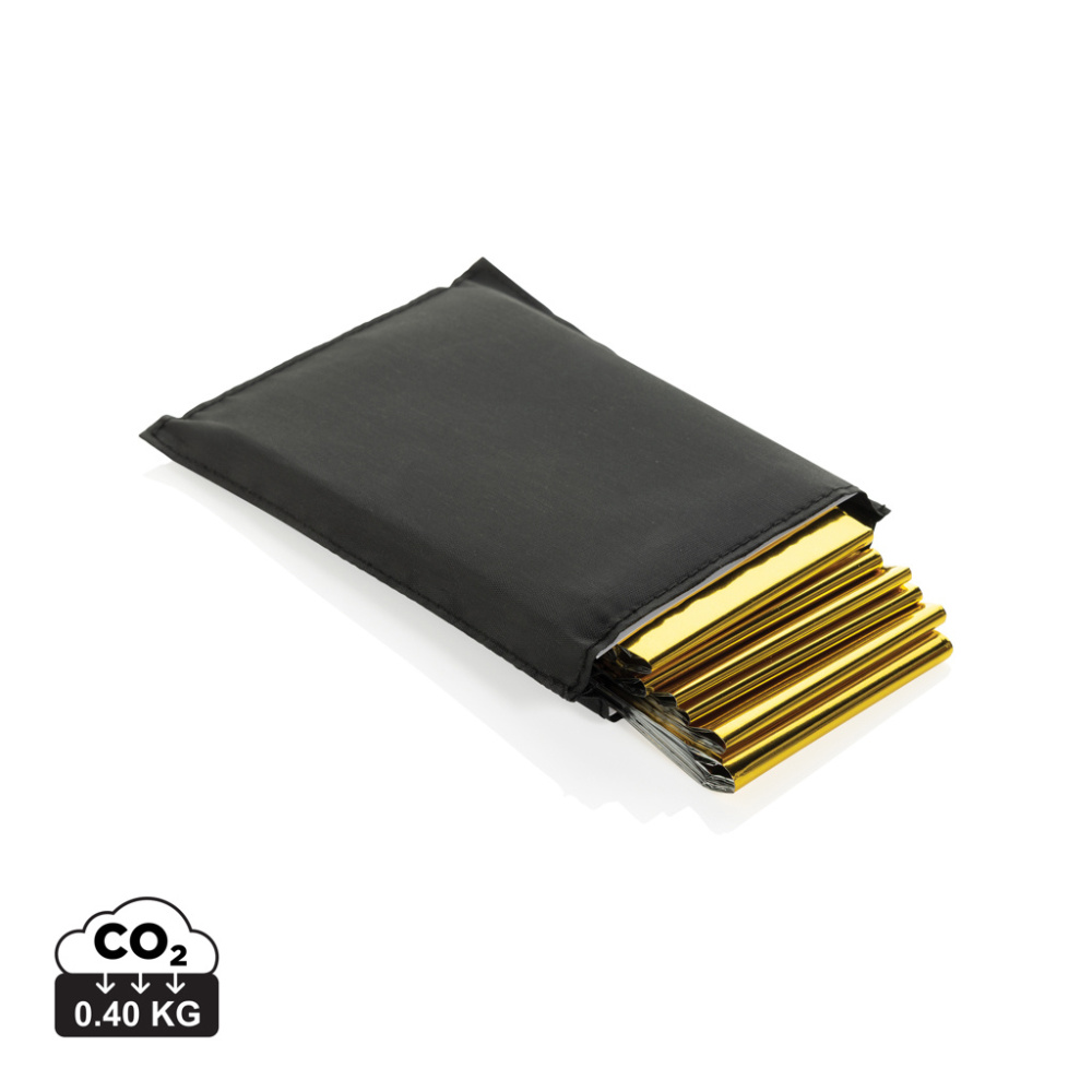 Logo trade promotional items picture of: Solra emergency blanket in RCS recycled RPET pouch