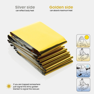 Logotrade promotional giveaway image of: Solra emergency blanket in RCS recycled RPET pouch