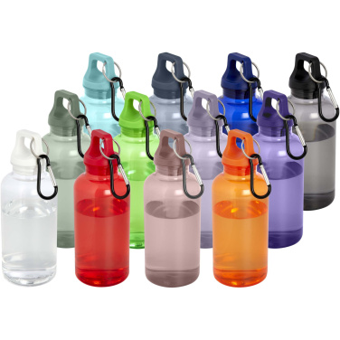 Logo trade advertising products image of: Oregon 400 ml RCS certified recycled plastic water bottle with carabiner