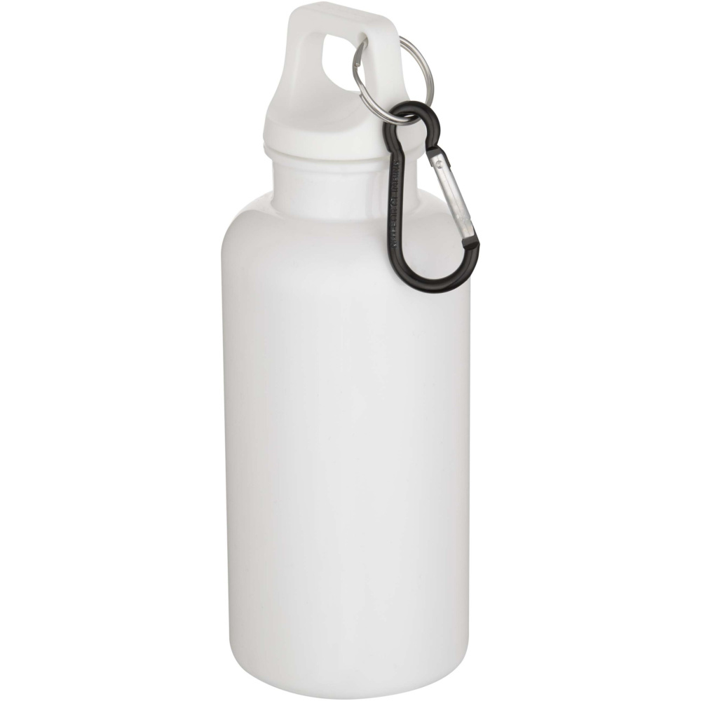 Logo trade promotional gifts picture of: Oregon 400 ml solid colour RCS recycled plastic water bottle with carabiner