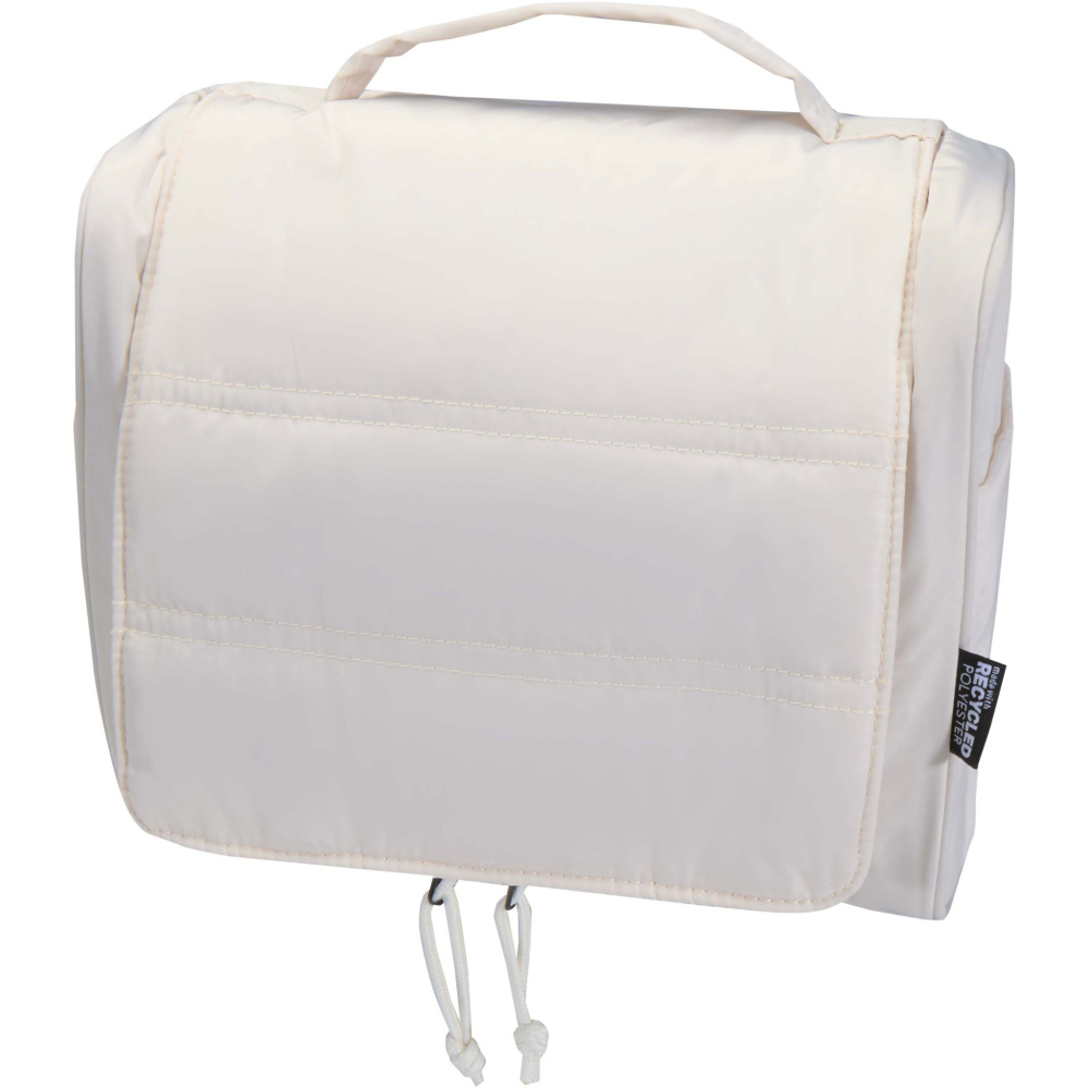 Logo trade promotional giveaways image of: Puffer GRS recycled hangable toiletry bag 8L
