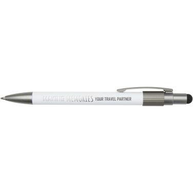 Logo trade promotional products image of: Rill RCS recycled ballpoint pen with stylus and fidget spinner (black ink)