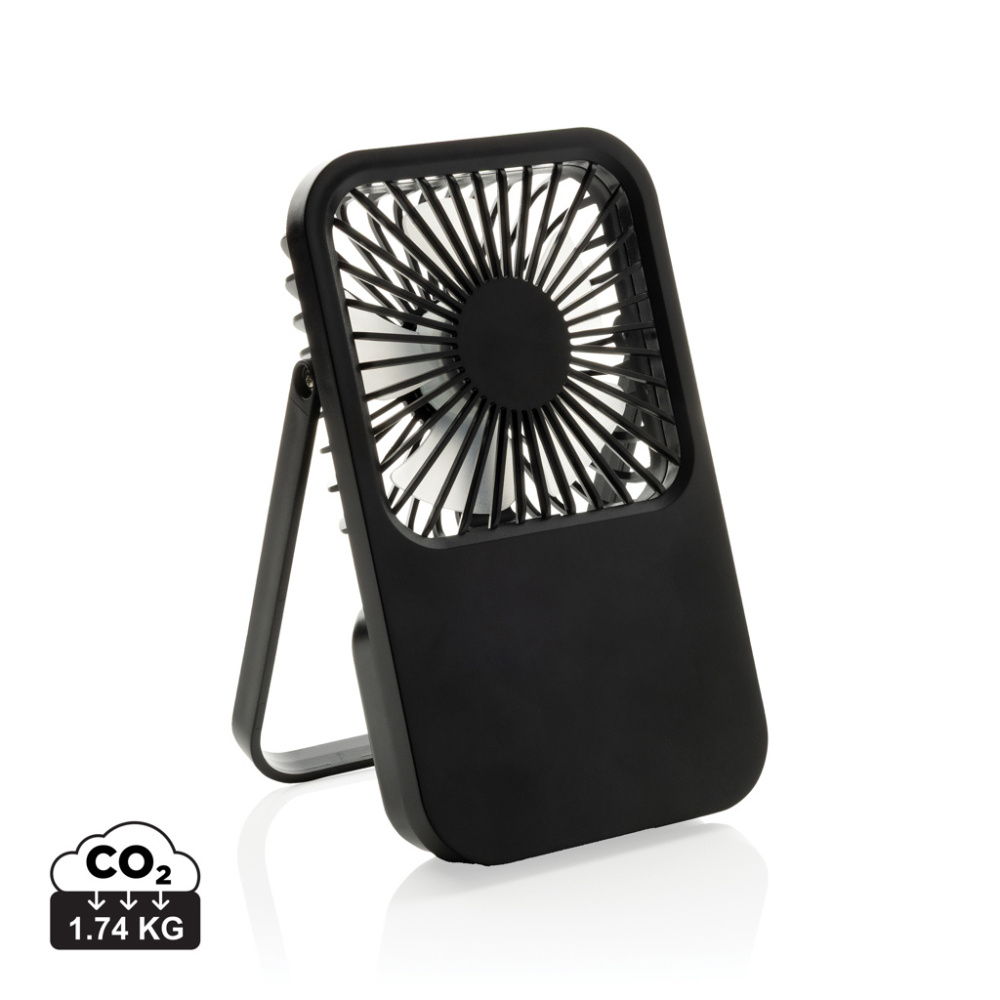 Logo trade promotional merchandise image of: Aervina RCS recycled plastic re-chargeable desk fan