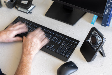 Logo trade promotional giveaway photo of: Aervina RCS recycled plastic re-chargeable desk fan