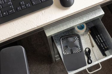 Logo trade corporate gift photo of: Aervina RCS recycled plastic re-chargeable desk fan