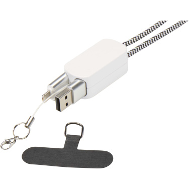 Logotrade promotional gift image of: Anser recycled plastic smartphone lanyard with 27W 5-in-1 built-in cable