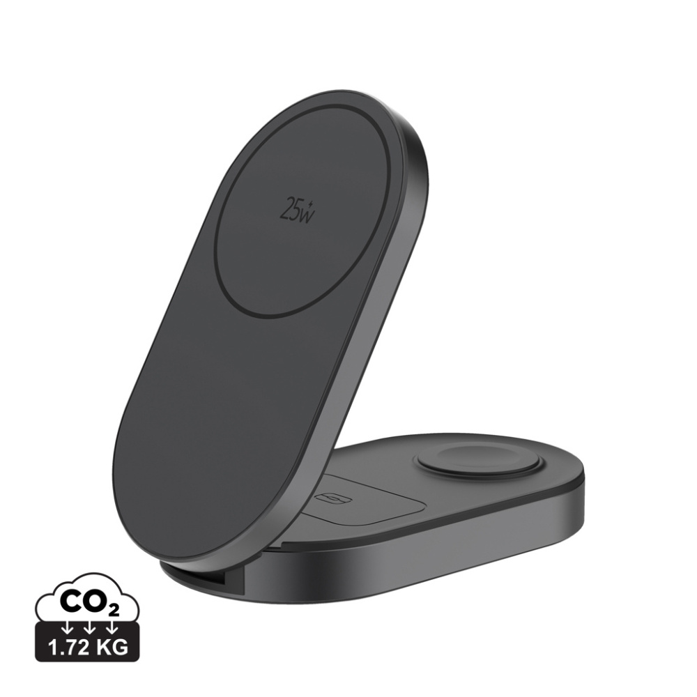 Logo trade promotional merchandise picture of: Quantum ultra-fast 3-in-1 25W Foldable Wireless Charger