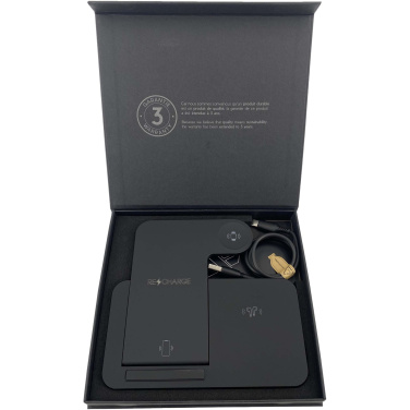 Logo trade promotional merchandise image of: SCX.design W28 3-in-1 wireless charging base with phone stand
