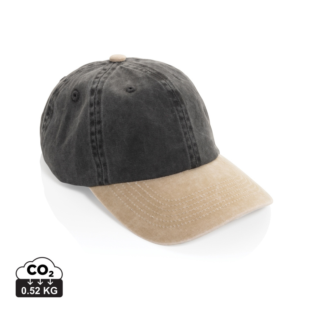 Logo trade advertising products image of: BEAU AWARE™ Washed 6 panel 270gsm cotton twill two tone cap