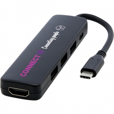 Logo trade reklaamkingituse pilt: Loop RCS taaskasutatud plastist multimeediumiadapter USB 2.0-3.0 HDMI-pordiga