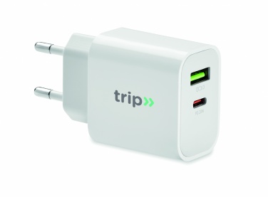 Logotrade meene foto: 18W 2 pordiga USB laadija EU pistik