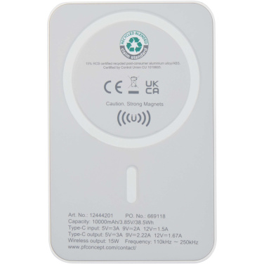 Logo trade meened foto: Acrab 10 000 mAh 15W magnetiline juhtmevaba varupank 20W PD-ga - valmistatud taaskasutatud plastist